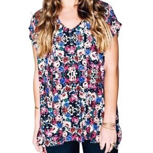 Show Me Your Mumu Carter Tunic Floral Top Shirt In Sleeping Beauty print